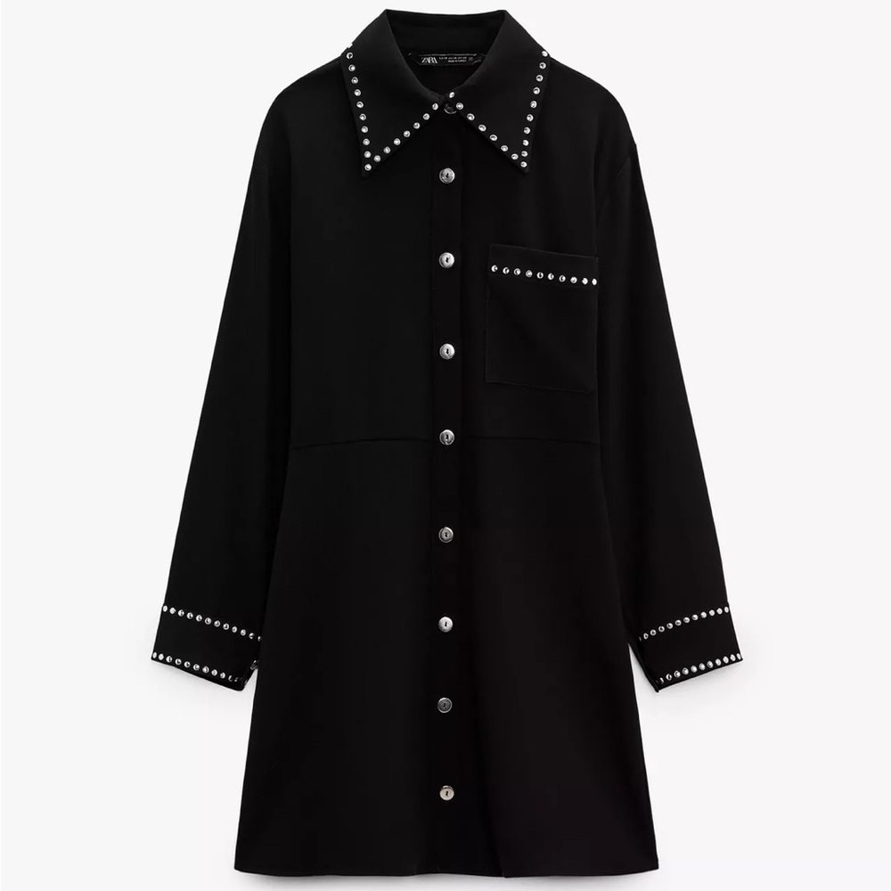 Zara Black Studded Shirt Dress